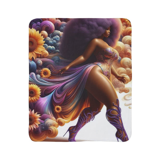 Melenated Flowers - Fleece Sherpa Blanket