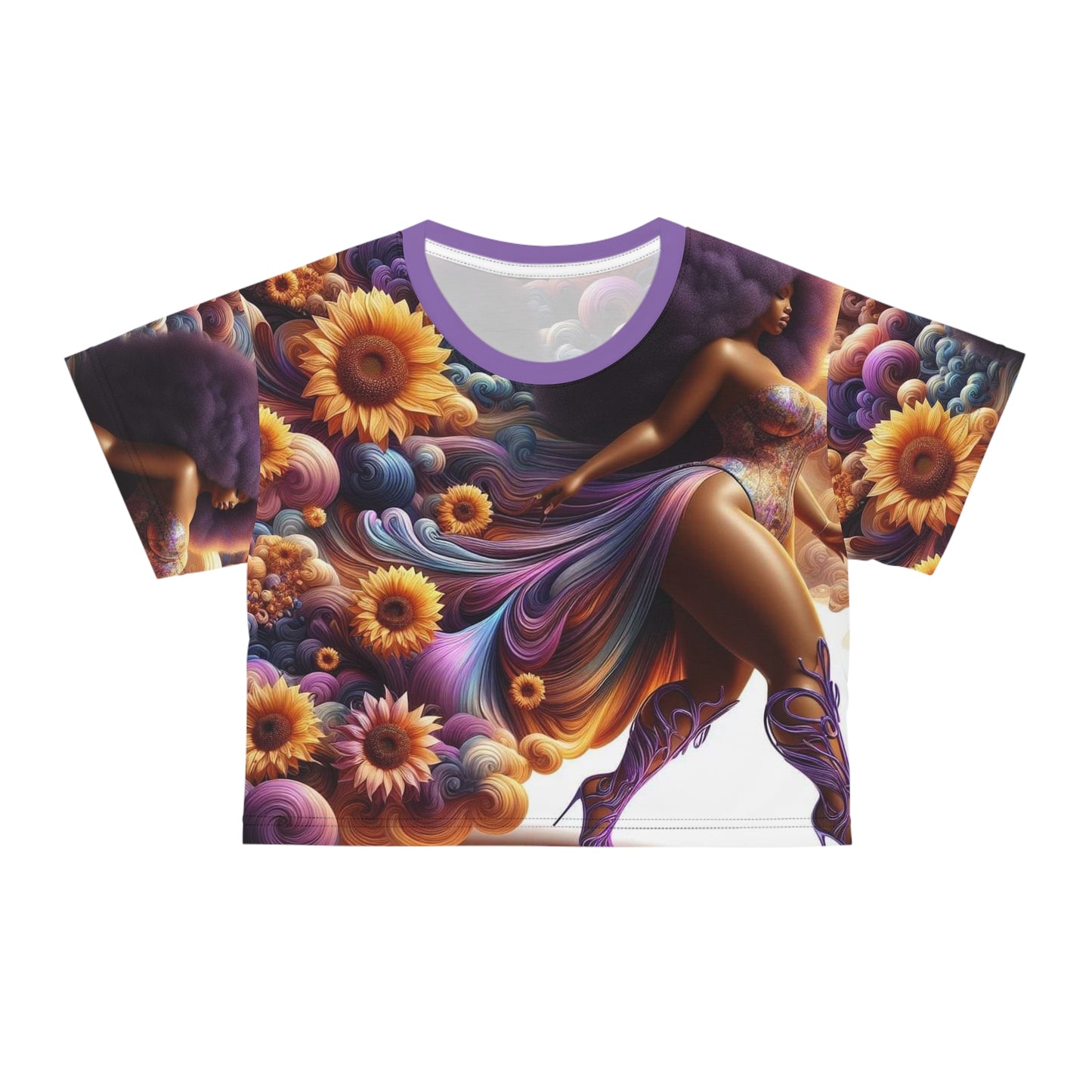 Melanated  Flowers Crop Top Tee