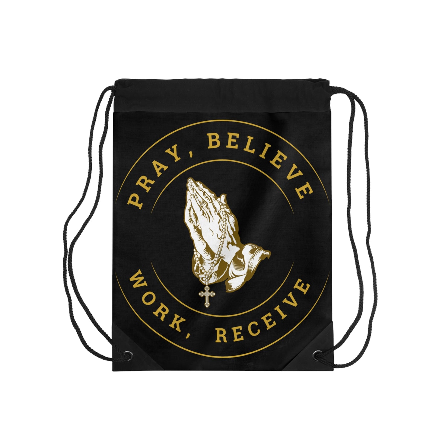 Inspirational Drawstring Bag - Pray, Believe, Work, Receive | Motivational Gym Bag, School Backpack, Travel Sack, Gift for Students, [...]