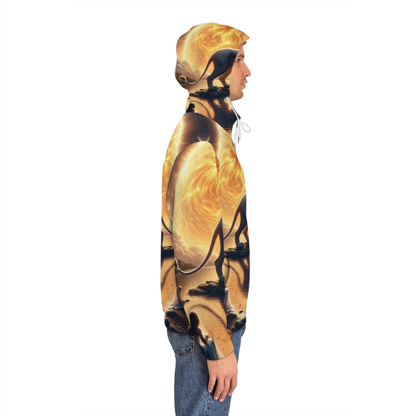 Cosmic Lion Full-Zip Hoodie, Unisex Art Hoodie, Spiritual Apparel, Psychedelic Lion Zip Up, Perfect for Gift, Festivals, Everyday Wear