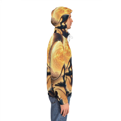 Cosmic Lion Full-Zip Hoodie, Unisex Art Hoodie, Spiritual Apparel, Psychedelic Lion Zip Up, Perfect for Gift, Festivals, Everyday Wear