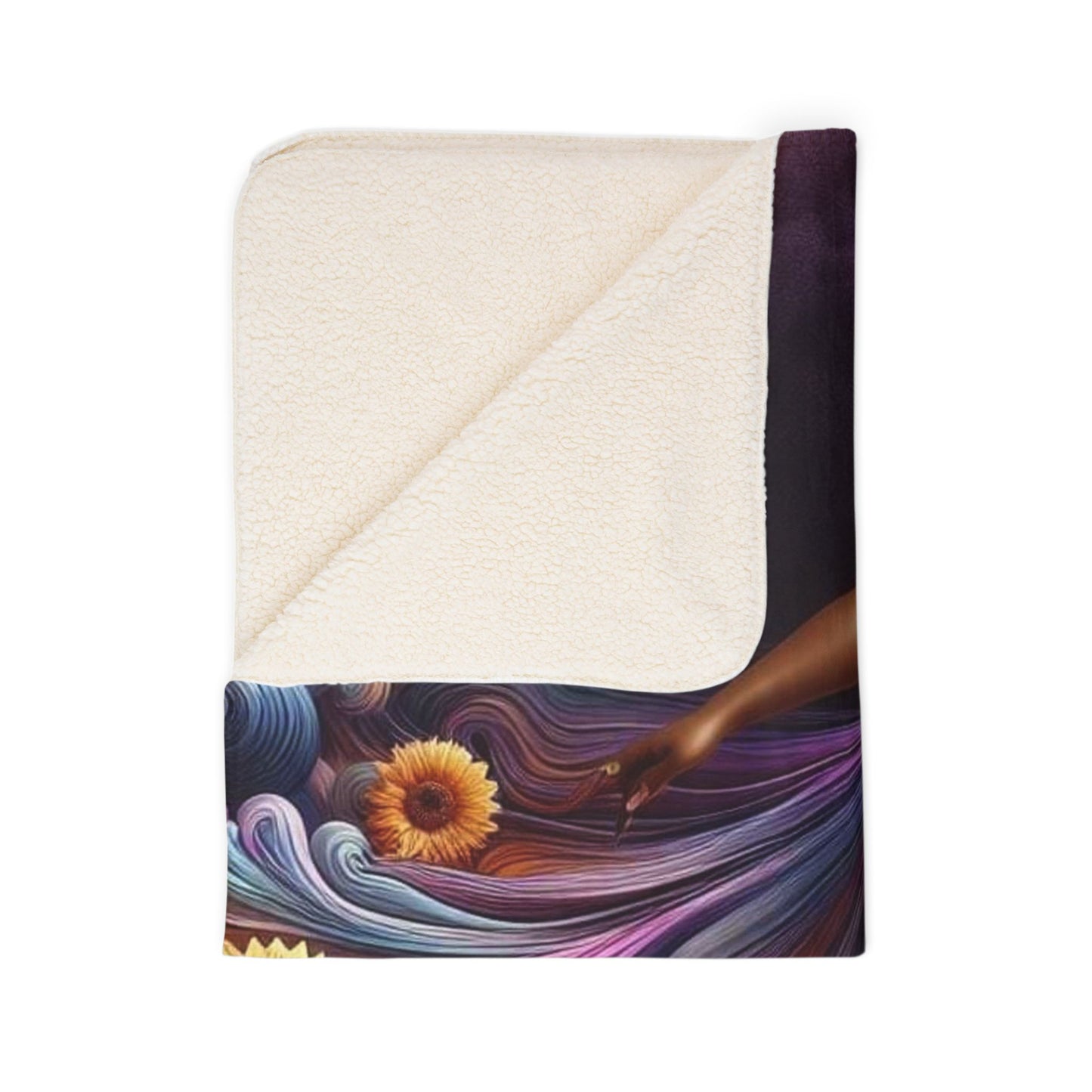 Melenated Flowers - Fleece Sherpa Blanket