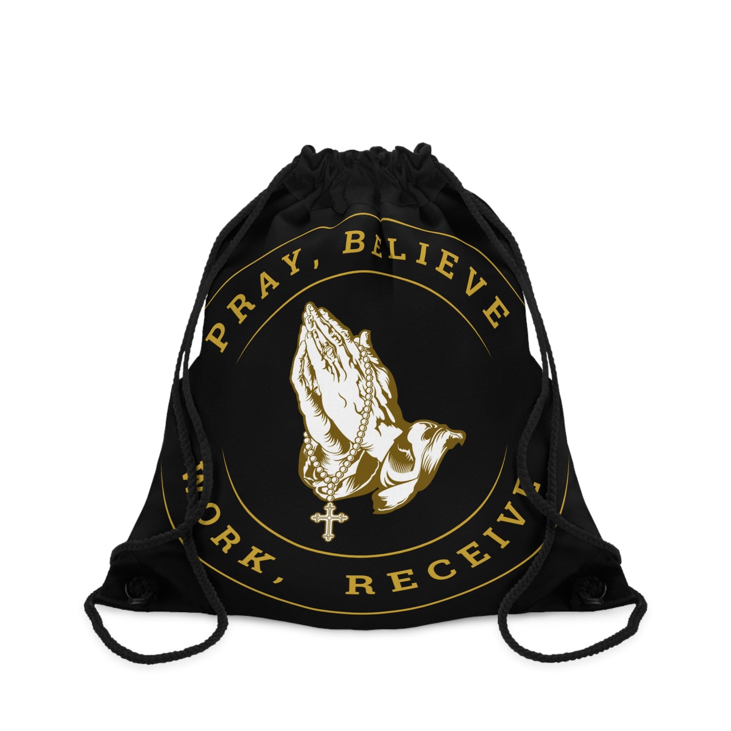 Inspirational Drawstring Bag - Pray, Believe, Work, Receive | Motivational Gym Bag, School Backpack, Travel Sack, Gift for Students, [...]