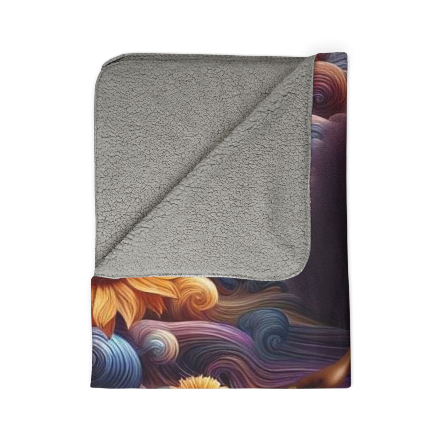 Melenated Flowers - Fleece Sherpa Blanket