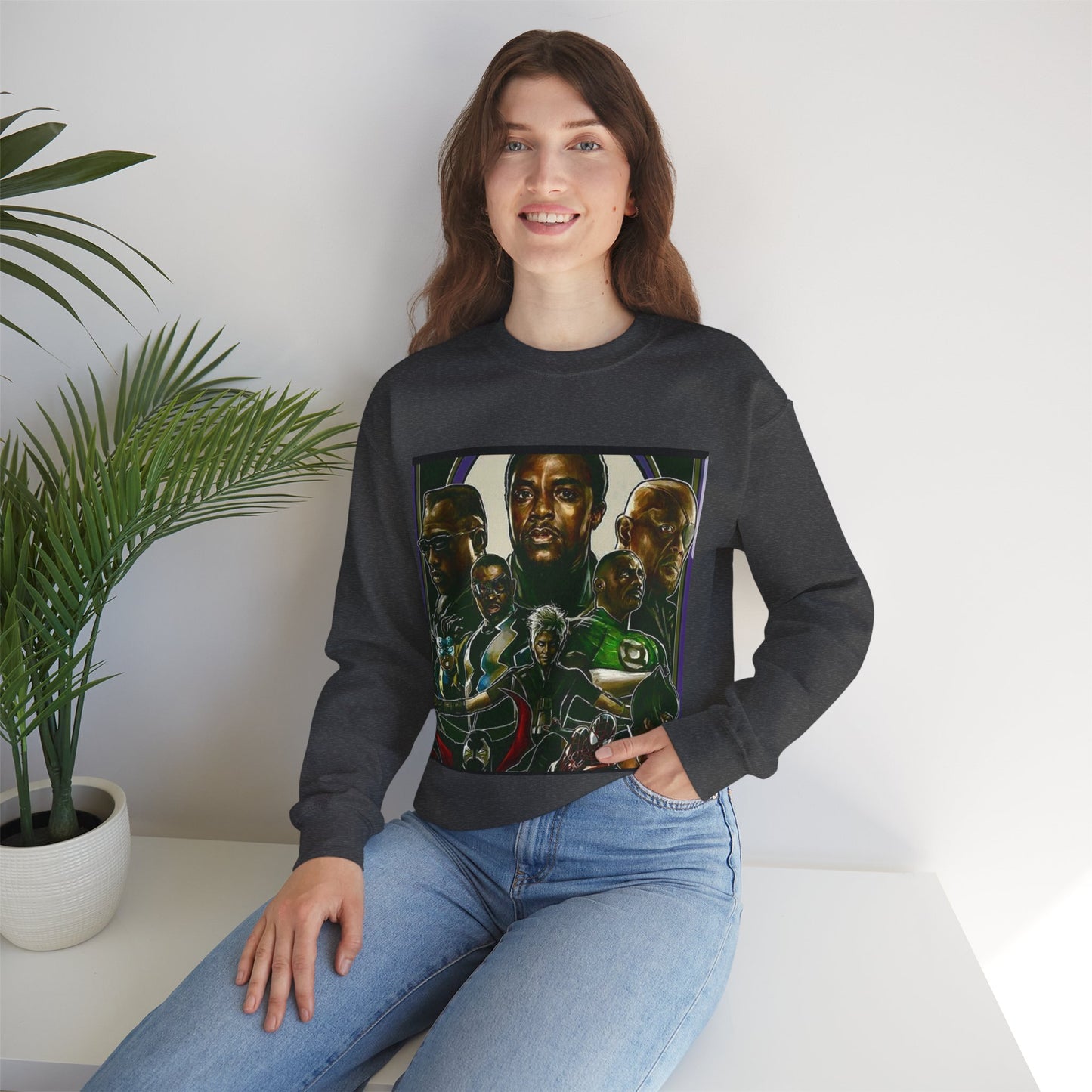 Black Super Hero's - Heavy Blend™ Crewneck Sweatshirt