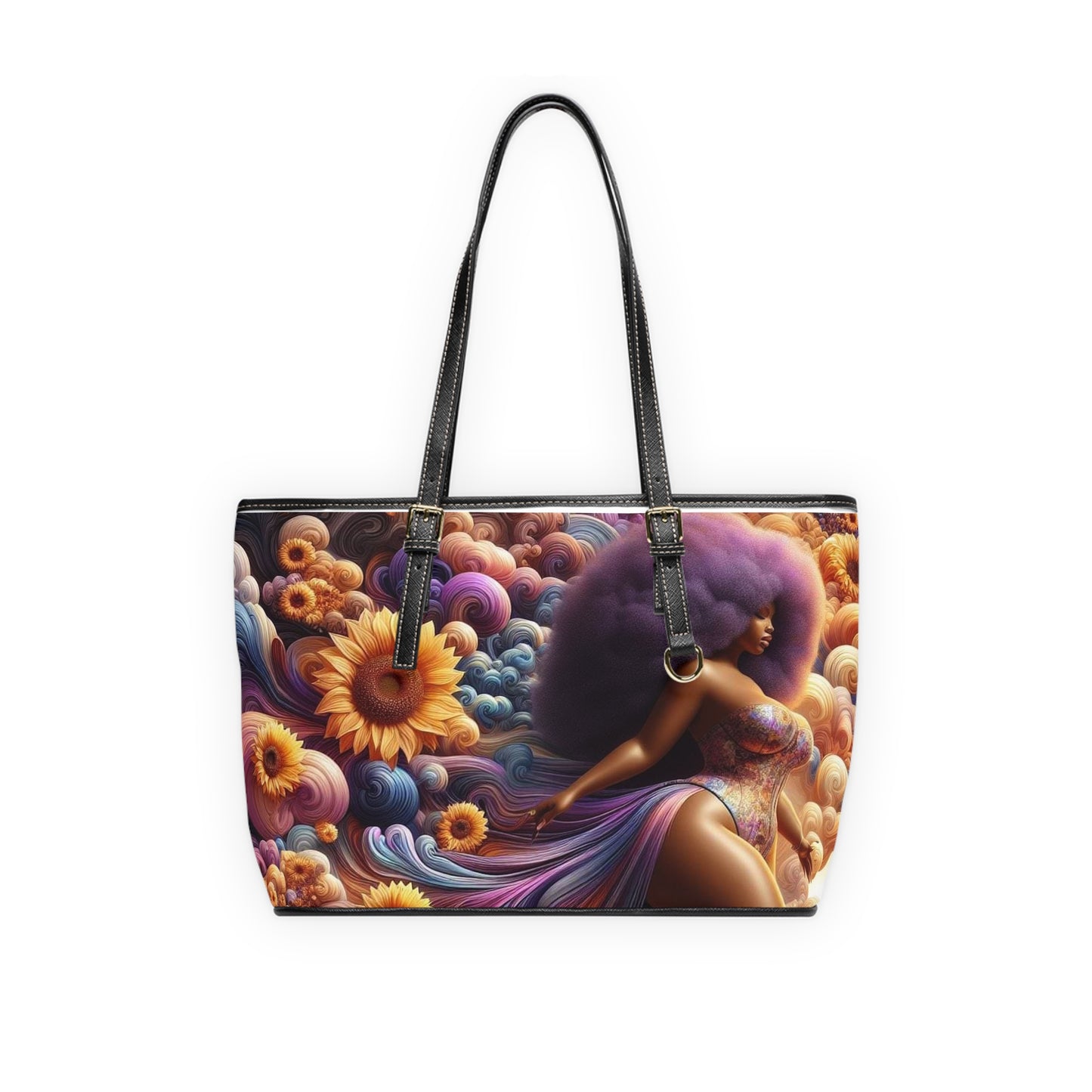 Melanated Flowers - Leather Shoulder Bag