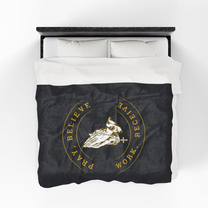 Pray, Believe, Work, Receive - Velveteen Plush Blanket