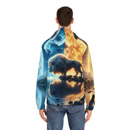 Cosmic Lion Full-Zip Hoodie, Unisex Art Hoodie, Spiritual Apparel, Psychedelic Lion Zip Up, Perfect for Gift, Festivals, Everyday Wear