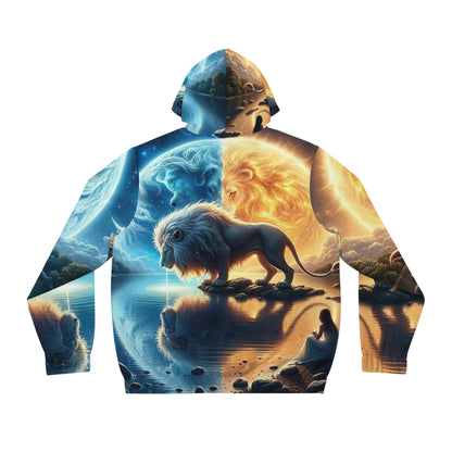 Cosmic Lion Full-Zip Hoodie, Unisex Art Hoodie, Spiritual Apparel, Psychedelic Lion Zip Up, Perfect for Gift, Festivals, Everyday Wear