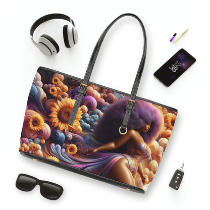Melanated Flowers - Leather Shoulder Bag