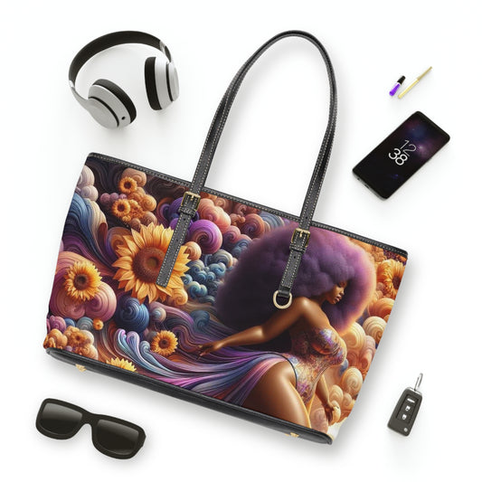 Melanated Flowers - Leather Shoulder Bag