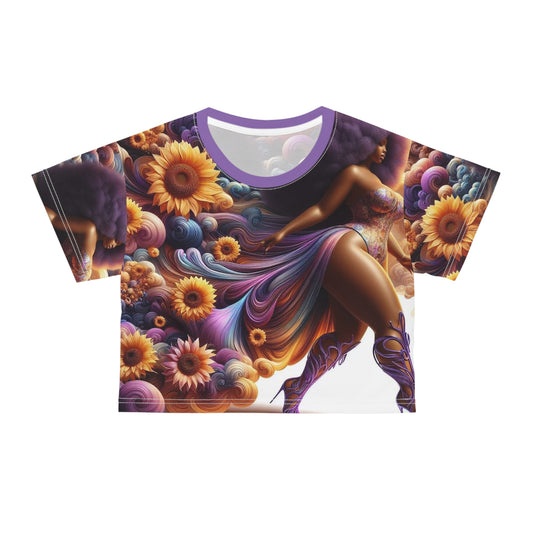 Melanated  Flowers Crop Top Tee
