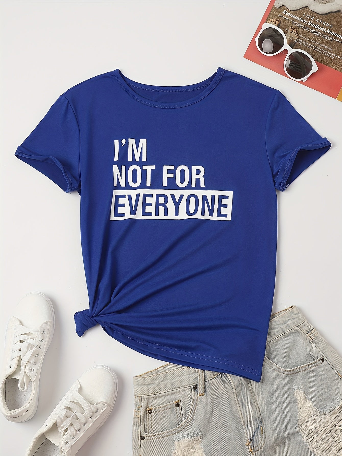 [Casual T-Shirt] Casual Letter Print T-Shirt | Crew Neck Short Sleeve, Women's Clothing