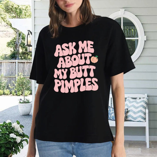 Women's Funny Graphic T-Shirt, Cute Peach Design, Short Sleeve Tee, Trendy Casual Summer Top, Unique Humor Gift
