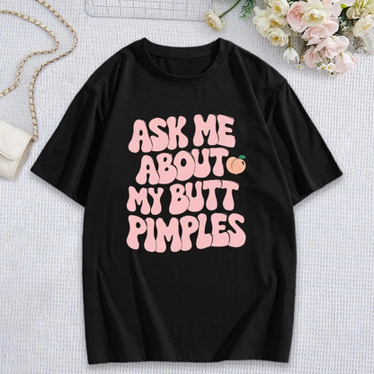 Women's Funny Graphic T-Shirt, Cute Peach Design, Short Sleeve Tee, Trendy Casual Summer Top, Unique Humor Gift