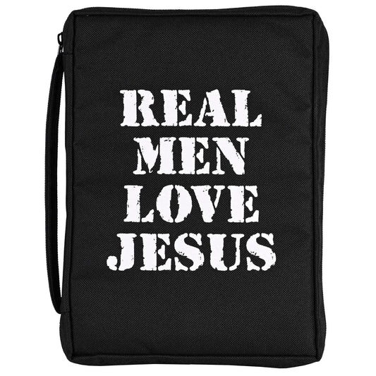 Men's Genuine Leather and Fabric Bible Case A4 Size Protective Book Cover for Jesus Lovers