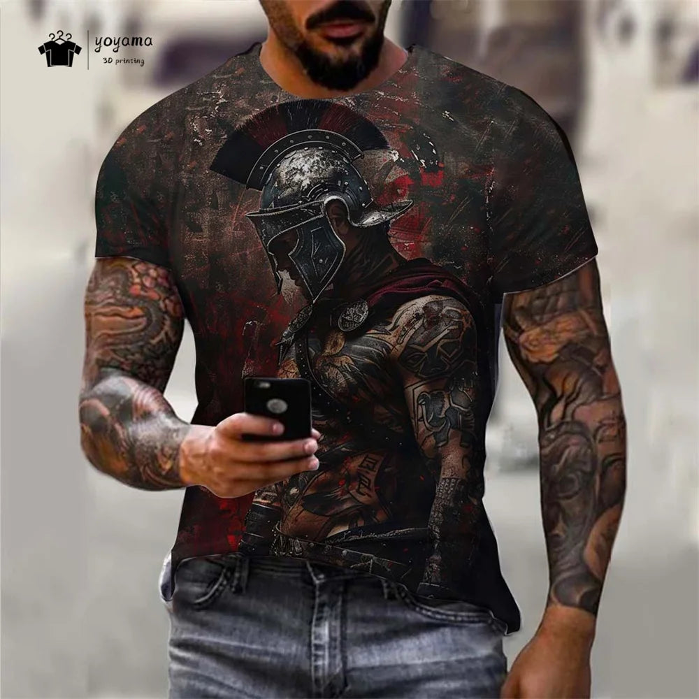Men's Spartan Warrior T-Shirt 3DPrint Short Sleeve T-Shirt