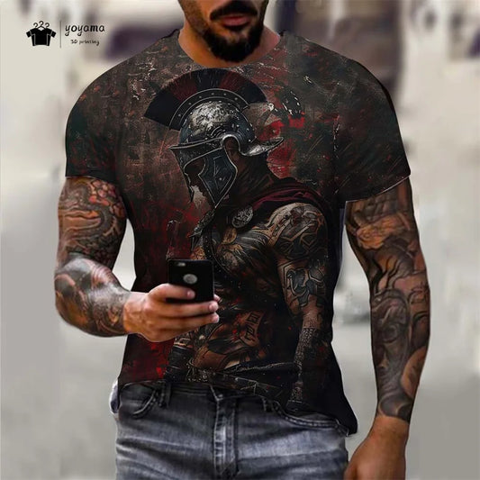 Men's Spartan Warrior T-Shirt 3DPrint Short Sleeve T-Shirt