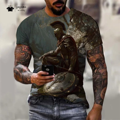 Men's Spartan Warrior T-Shirt 3DPrint Short Sleeve T-Shirt
