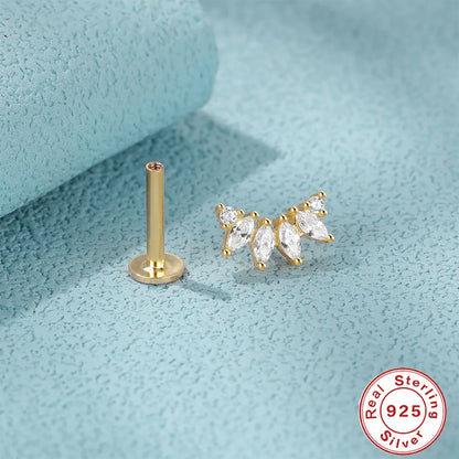 CANNER 1PC Real 925 Silver Stud Earring Small Zircon Earrings For Women Ear Bone Nail Lip Piercing Body Wedding Gifts Jewelry