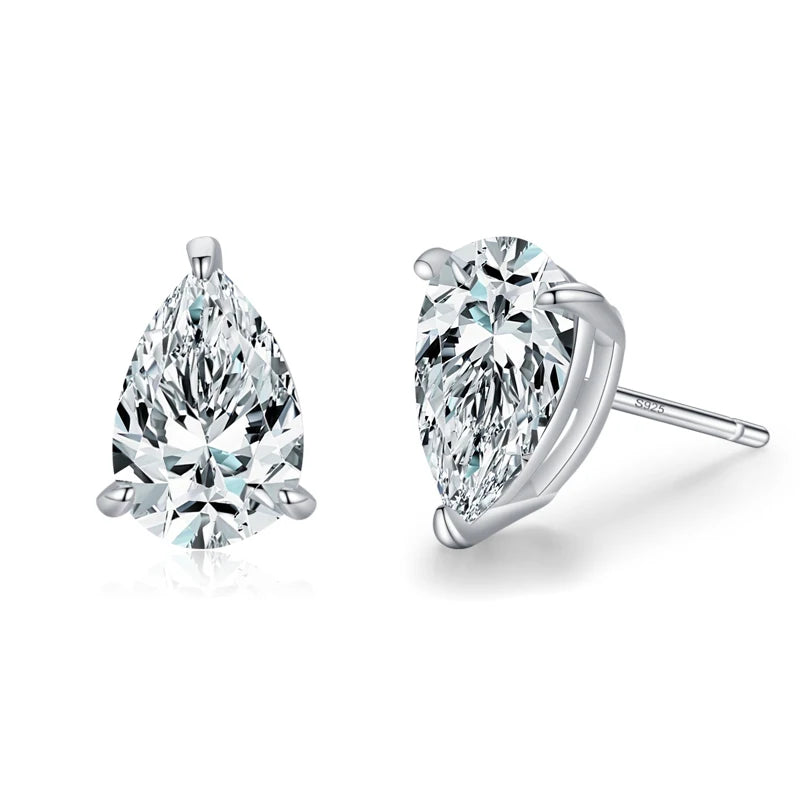 Ailmay Real 925 Sterling Silver Luxury AAAAA Level Sparkling CZ Geometric Stud Earrings For Women Wedding Statement Jewelry Gift