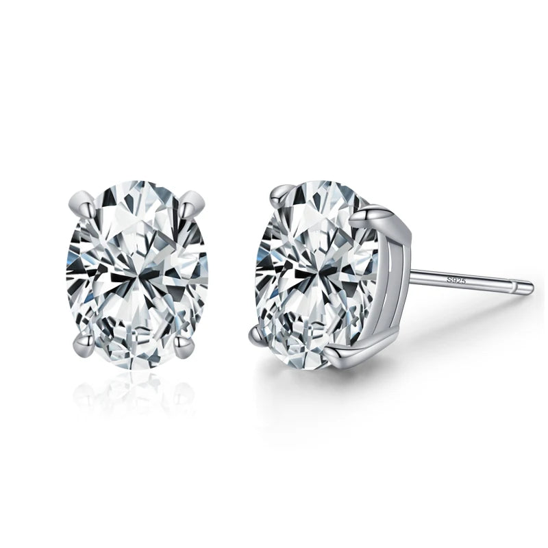 Ailmay Real 925 Sterling Silver Luxury AAAAA Level Sparkling CZ Geometric Stud Earrings For Women Wedding Statement Jewelry Gift