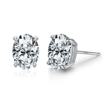 Ailmay Real 925 Sterling Silver Luxury AAAAA Level Sparkling CZ Geometric Stud Earrings For Women Wedding Statement Jewelry Gift