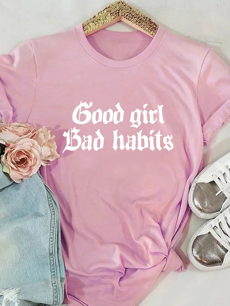 Good Girl Bad Habits Women Short Sleeve T Shirt