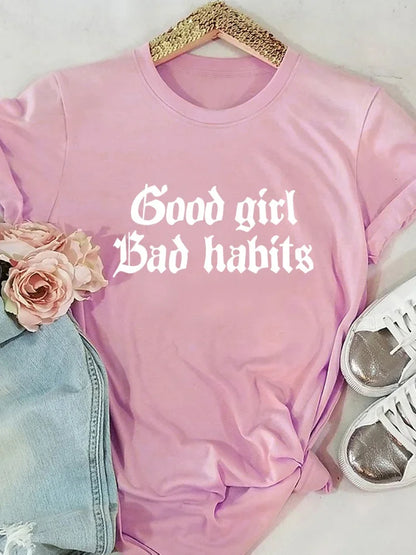 Good Girl Bad Habits Women Short Sleeve T Shirt