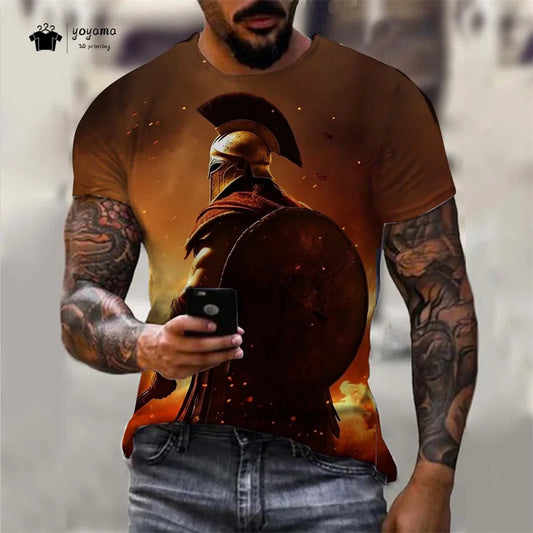 Men's Spartan Warrior T-Shirt 3DPrint Short Sleeve T-Shirt