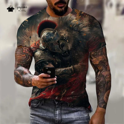 Men's Spartan Warrior T-Shirt 3DPrint Short Sleeve T-Shirt