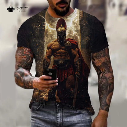 Men's Spartan Warrior T-Shirt 3DPrint Short Sleeve T-Shirt