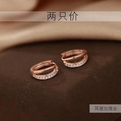 925 Sterling Silver hoop Earrings Temperament Simple Inlaid Zircon for Women Wedding Jewelry Accessories