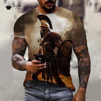 Men's Spartan Warrior T-Shirt 3DPrint Short Sleeve T-Shirt