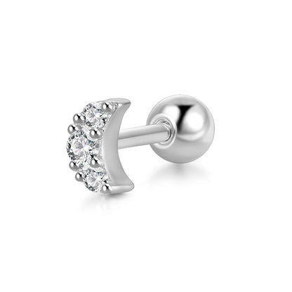 CANNER 1PC Real 925 Silver Stud Earring Small Zircon Earrings For Women Ear Bone Nail Lip Piercing Body Wedding Gifts Jewelry
