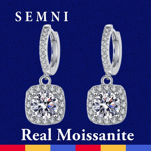SEMNI 1.0ct-6.0ct Moissanite Diamond Drop Earrings for Women Ruby Sapphire Emerald Wedding Jewelry 925 Sterling Silver