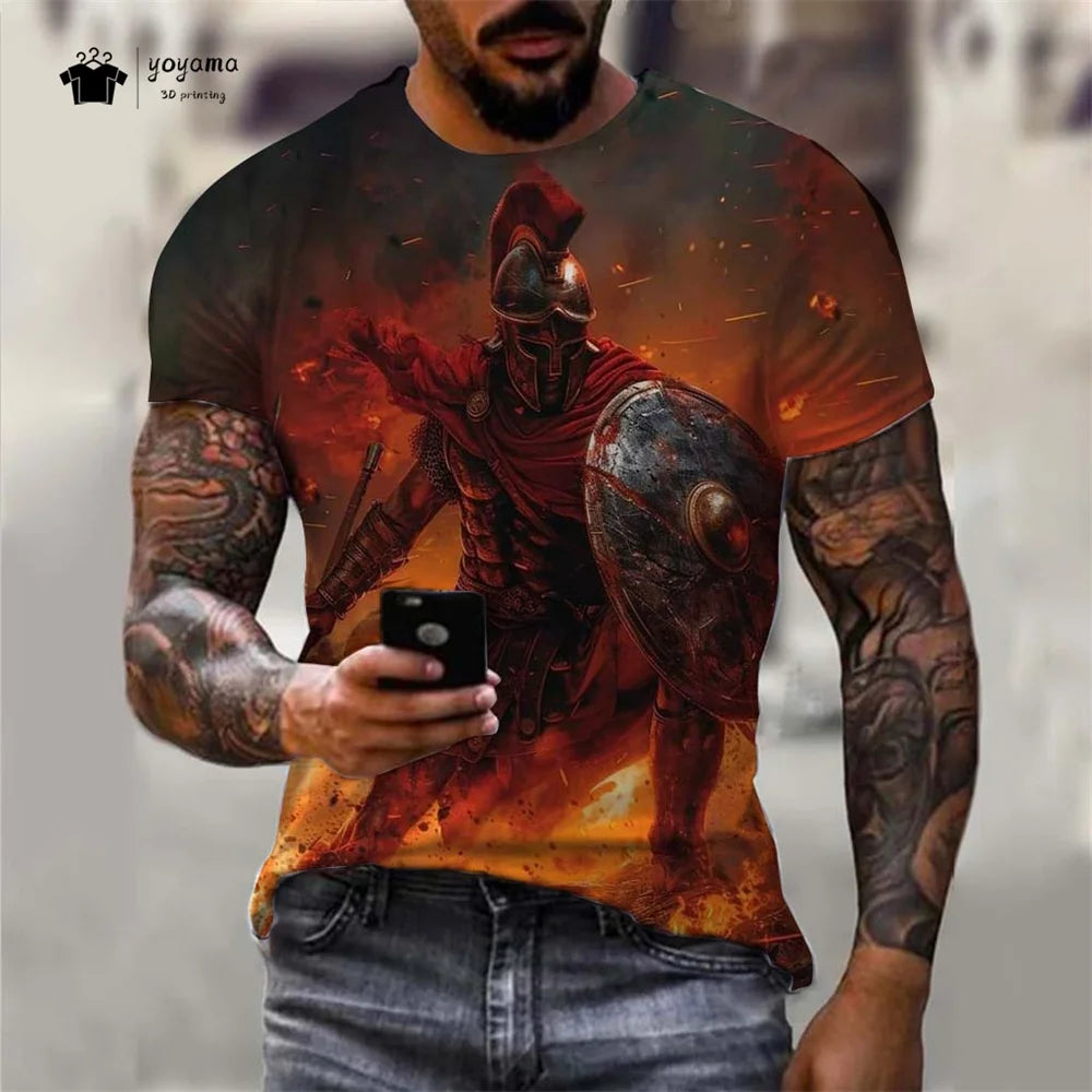 Men's Spartan Warrior T-Shirt 3DPrint Short Sleeve T-Shirt