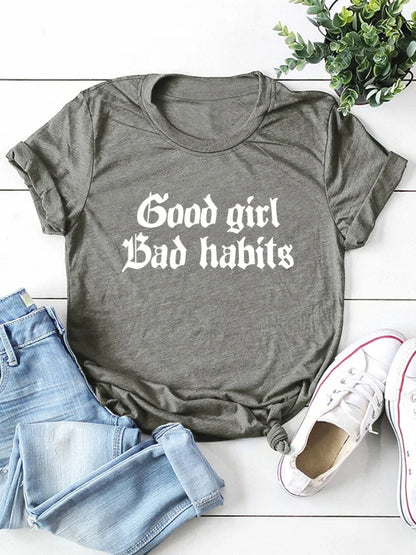 Good Girl Bad Habits Women Short Sleeve T Shirt