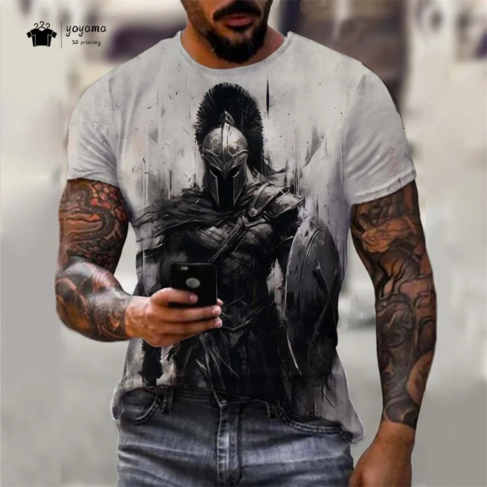 Men's Spartan Warrior T-Shirt 3DPrint Short Sleeve T-Shirt