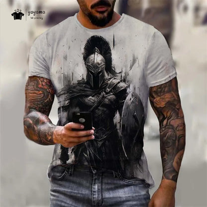 Men's Spartan Warrior T-Shirt 3DPrint Short Sleeve T-Shirt