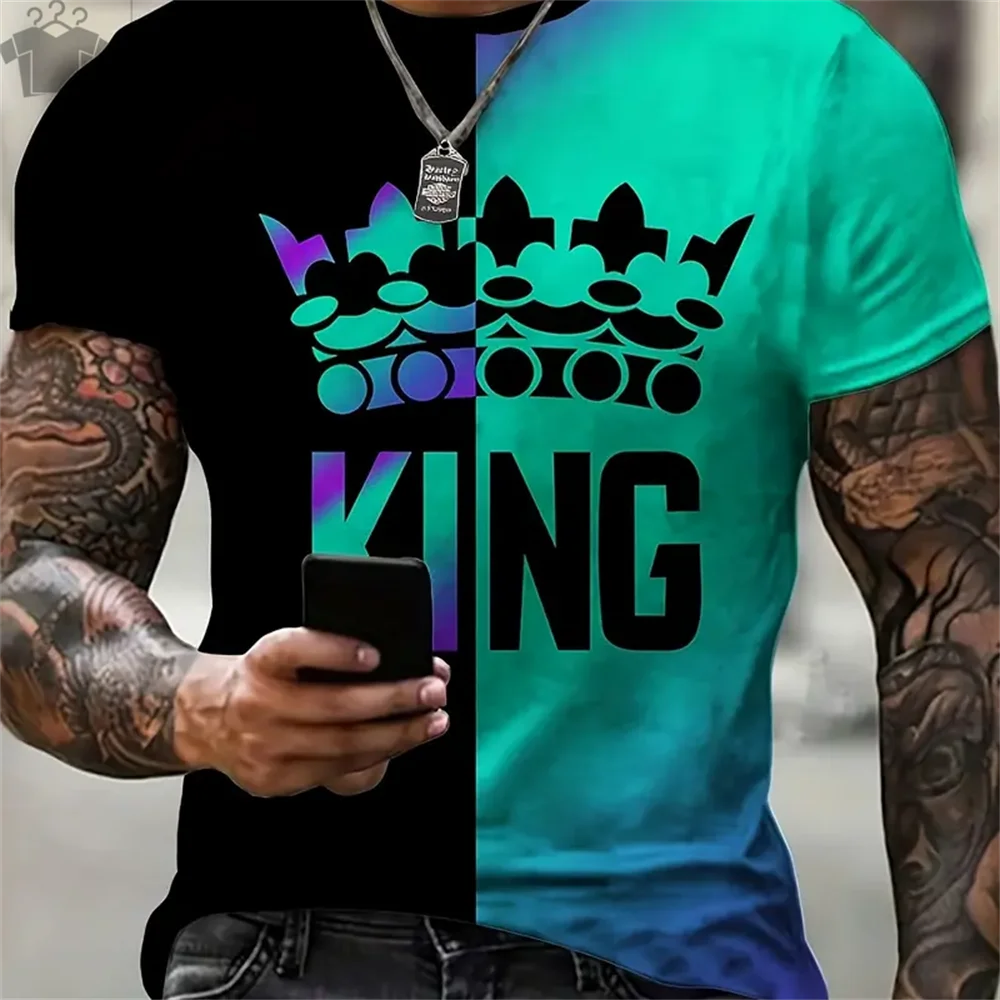 Short Sleeve Oversize T-shirt Man Short Sleeve Tee Men's Summer T-shirt King K Print Clothes Men Funny T-shirt O-Neck Tops Tees