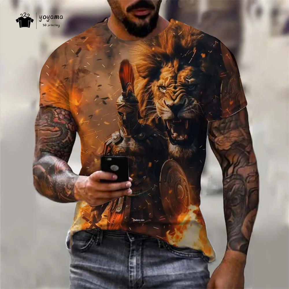 Men's Spartan Warrior T-Shirt 3DPrint Short Sleeve T-Shirt