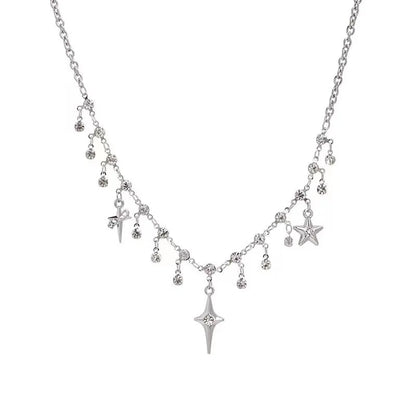 Fashion Chic Cross Crystal Zircon Pendant Tassel Necklace for Women Girls Clavicle Chain Accessories Aesthetic y2k Jewelry