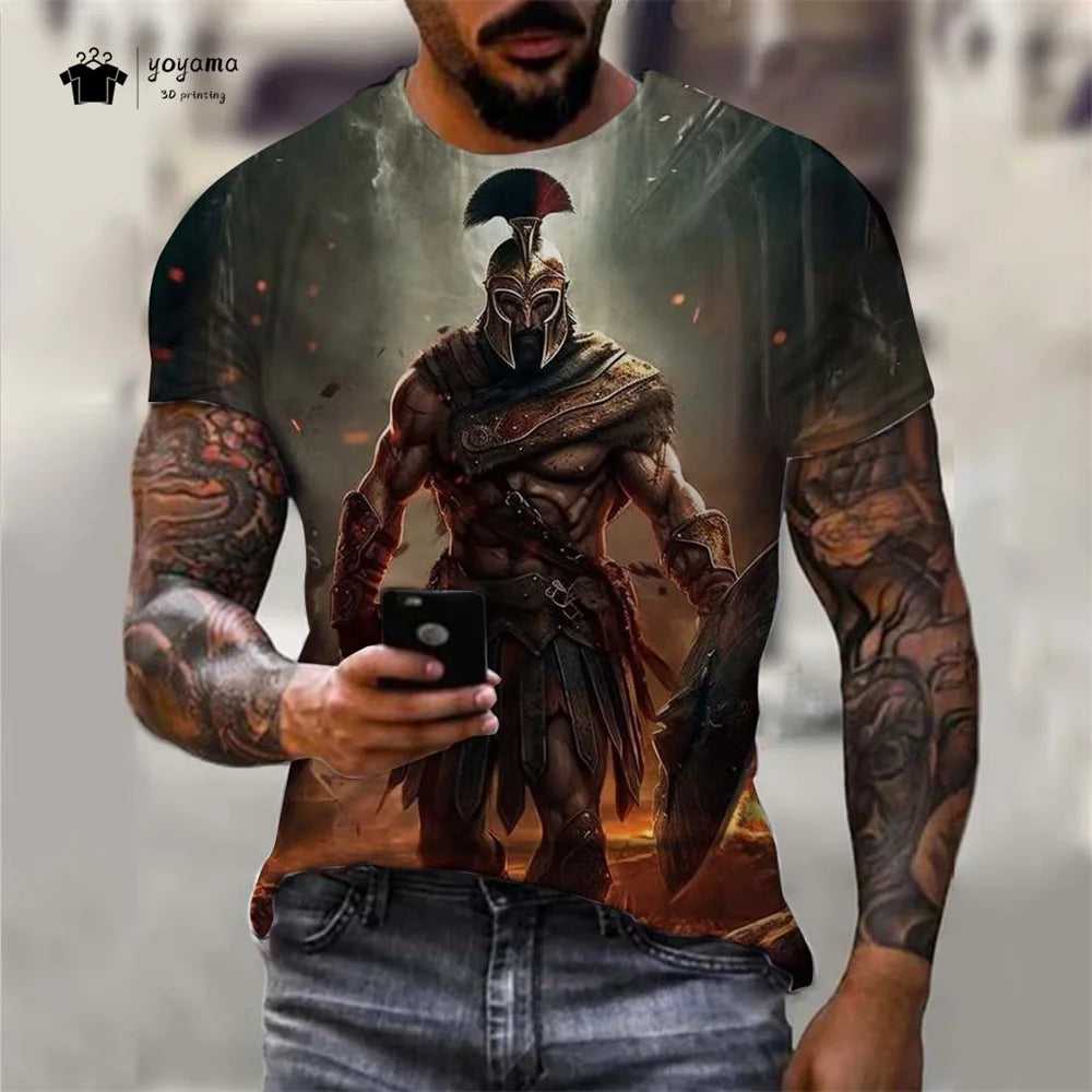 Men's Spartan Warrior T-Shirt 3DPrint Short Sleeve T-Shirt