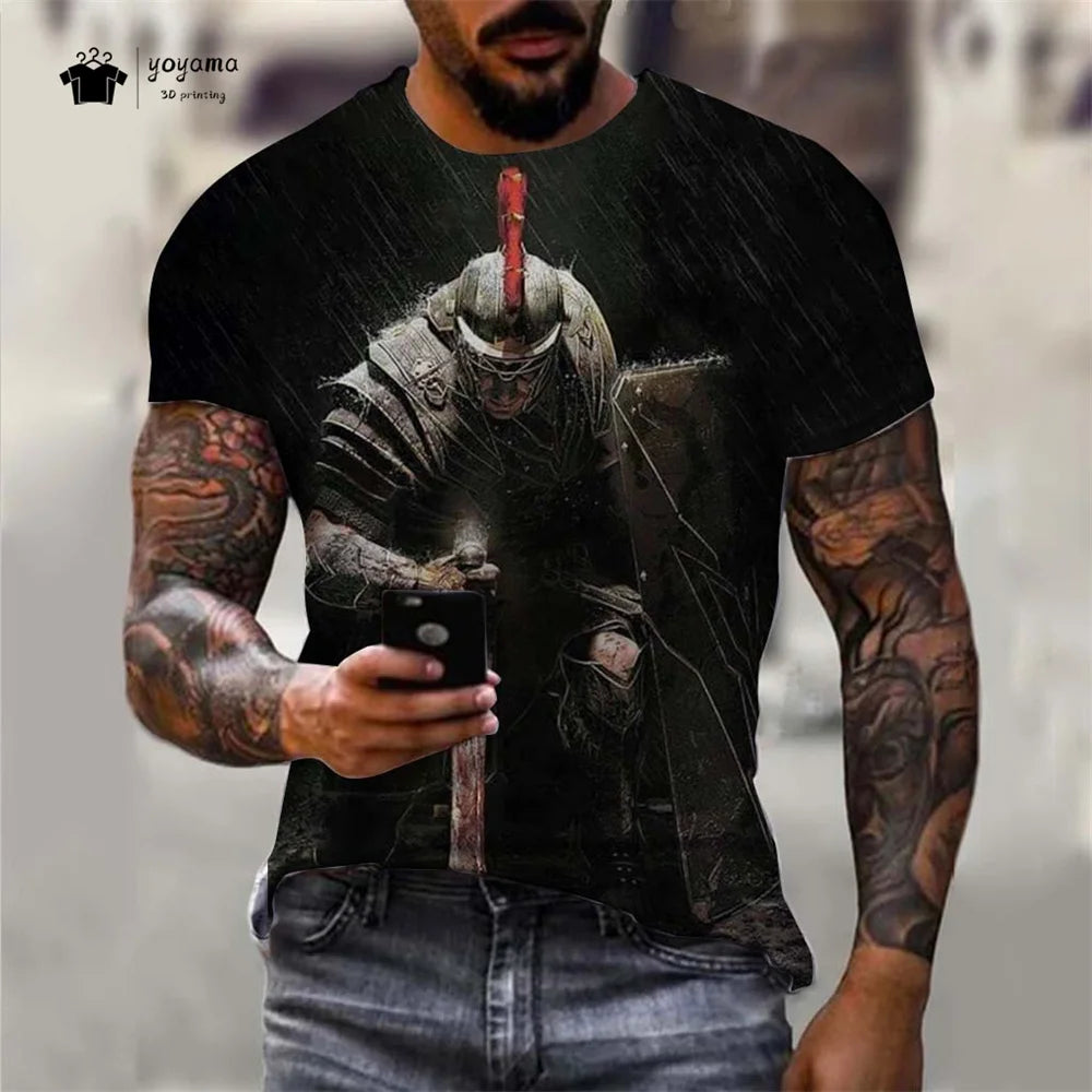 Men's Spartan Warrior T-Shirt 3DPrint Short Sleeve T-Shirt