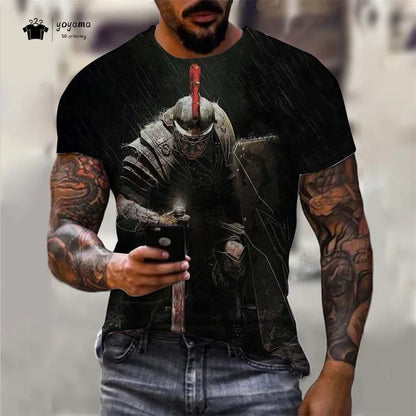 Men's Spartan Warrior T-Shirt 3DPrint Short Sleeve T-Shirt