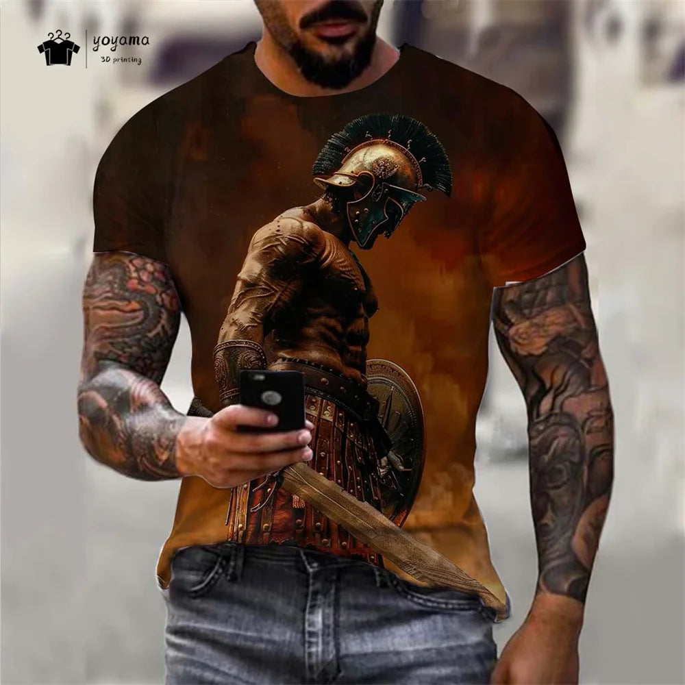 Men's Spartan Warrior T-Shirt 3DPrint Short Sleeve T-Shirt