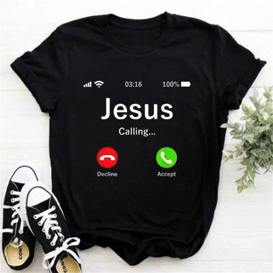 2024 Jesus Is King Letter Print Women T-shirt Christian Faith Hope Love Harajuku T Shirts Religion O-neck Tops Tees Streetwears