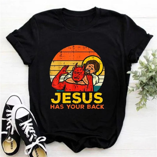 2024 Jesus Is King Letter Print Women T-shirt Christian Faith Hope Love Harajuku T Shirts Religion O-neck Tops Tees Streetwears