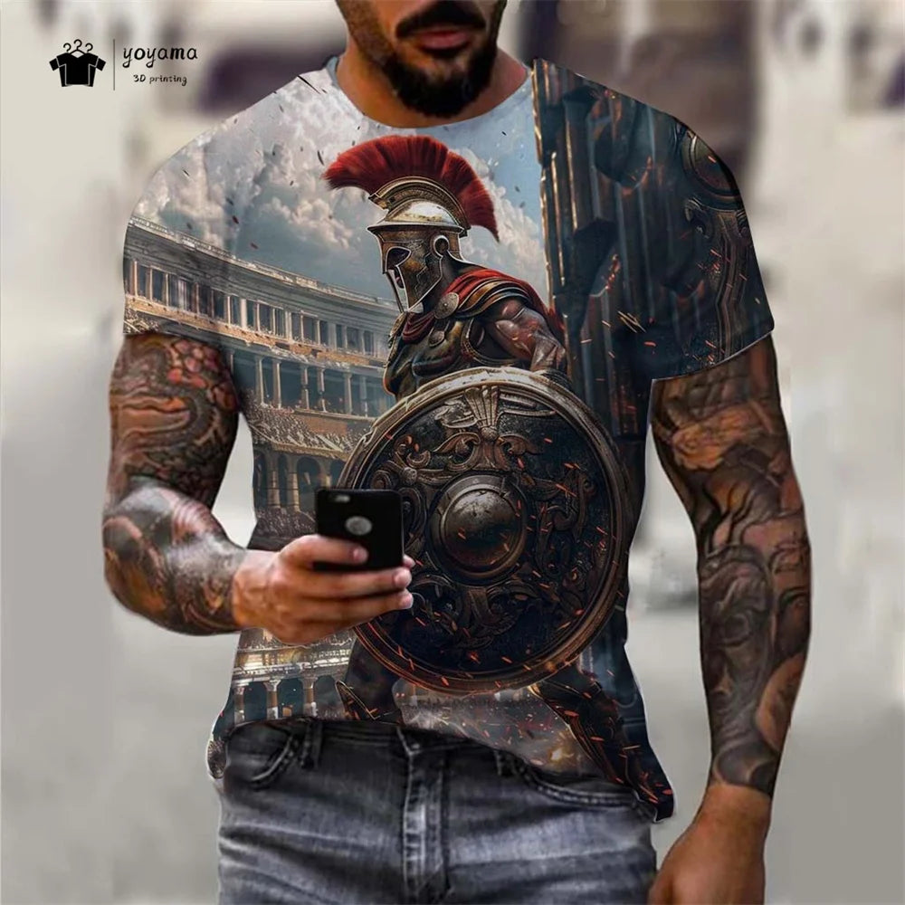Men's Spartan Warrior T-Shirt 3DPrint Short Sleeve T-Shirt